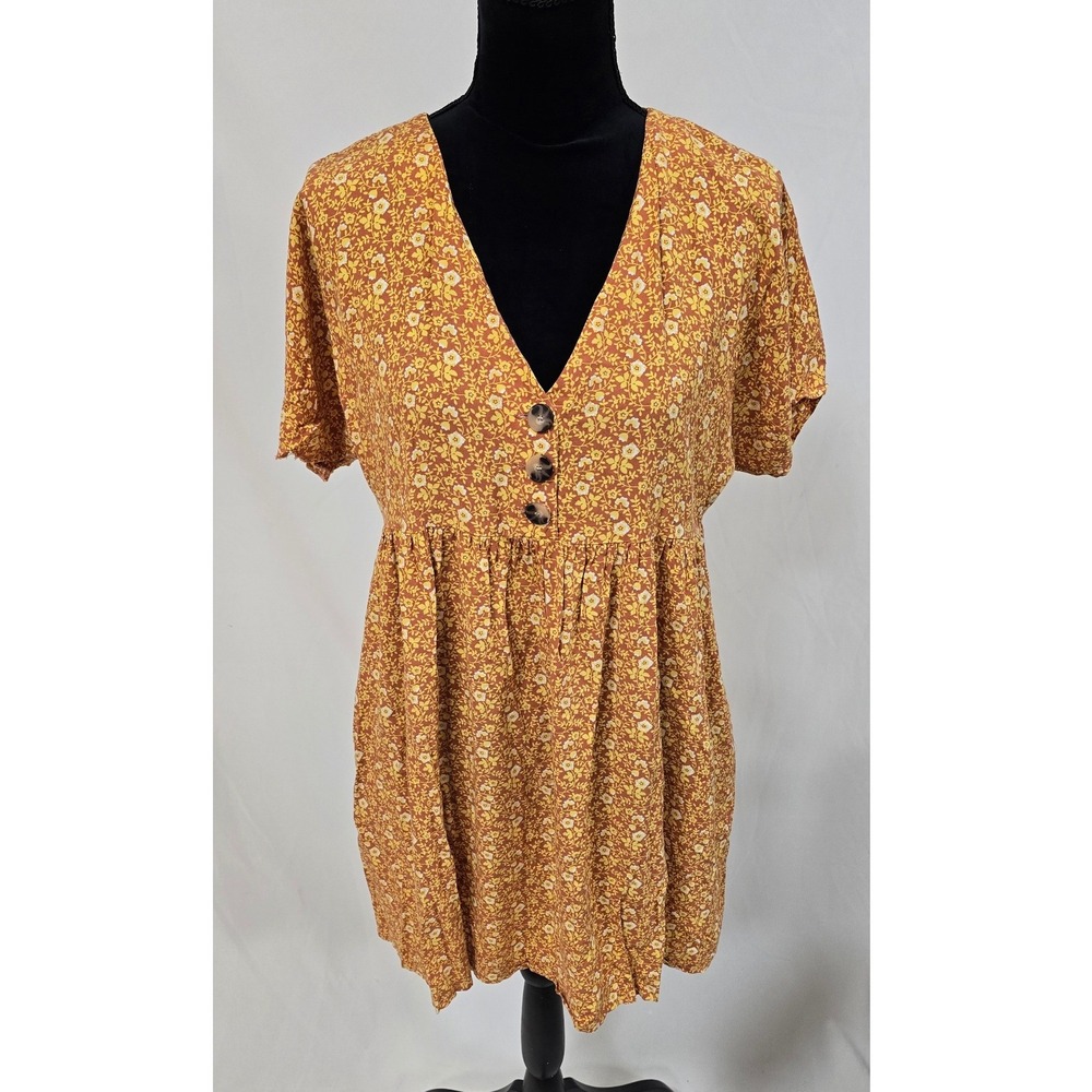 Madewell women M button-front babydoll dress Americana floral cottagecore boho - Picture 2 of 9
